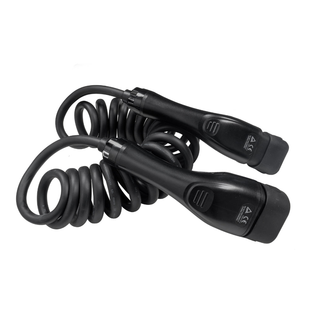 Type 2 spiral ladekabel 11kW – 5 meter (sort / black gun) inkl. taske – Boult