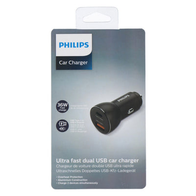 Philips USB fast-charge lader til cigarstik USB-A+C 36W (2)