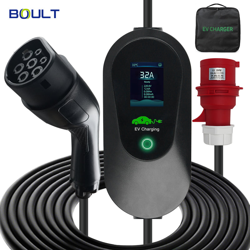 Transportabel lader 11kW/16A 3-faset – Boult P03 (Red CEE) med 5 meter kabel