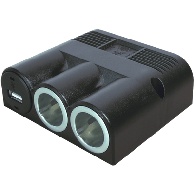 Strømudtag med 2 stikkontakter og USB - GreenGoing