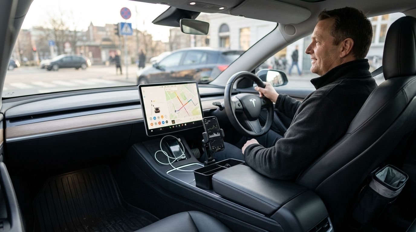 Tesla-tilbehør til taxa- og rideshare-chauffører: komplet guide 2026