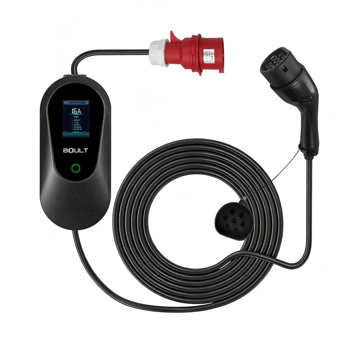 Transportabel lader 11kW/16A 3-faset: Boult P03 (Red CEE) med 5 meter kabel
