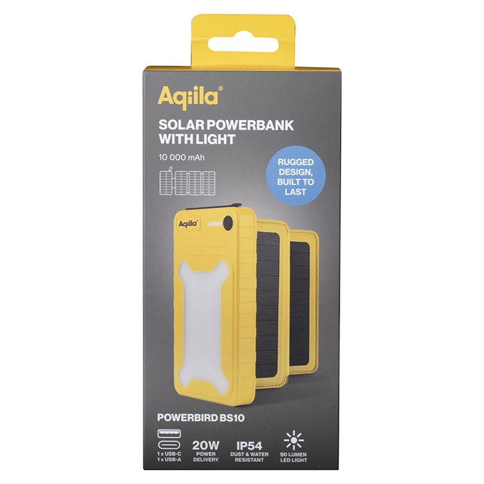 Aqiila PowerBird BS10 | Solcelle Powerbank til eventyr