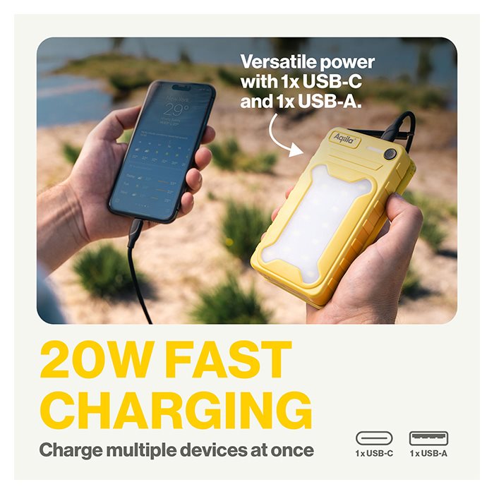 Aqiila PowerBird BS10 | Solcelle Powerbank til eventyr