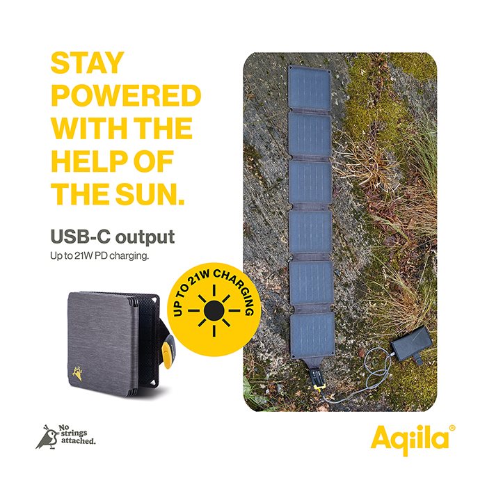 Aqiila SunBird P21 Foldbar Solcelleoplader 20W