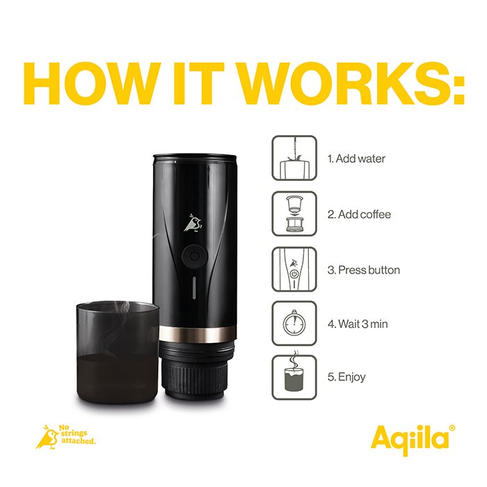 Aqiila Coffeebird Bærbar Espressomaskine (Kapsler/Kaffe)