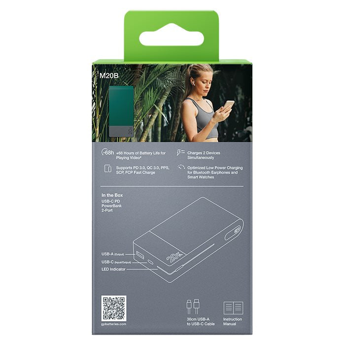 GP M2 Powerbank 20000 mAh | Hurtig &amp; Pålidelig