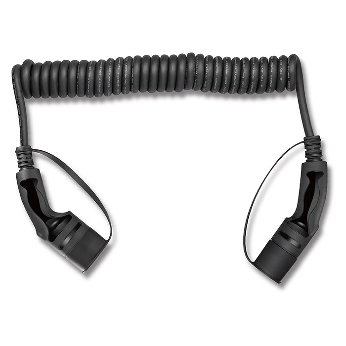 Spiral ladekabel til elbil – Type 2, 16A, 3-faset, 5 meter (op til 11 kW)