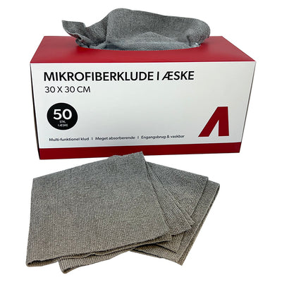 Mikrofiberklude i kasse, 30x30cm, 180gsm, 50 stk.