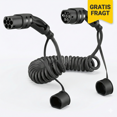 Spiral ladekabel til elbil – Type 2, 32A, 3-faset, 5 meter (op til 22 kW)