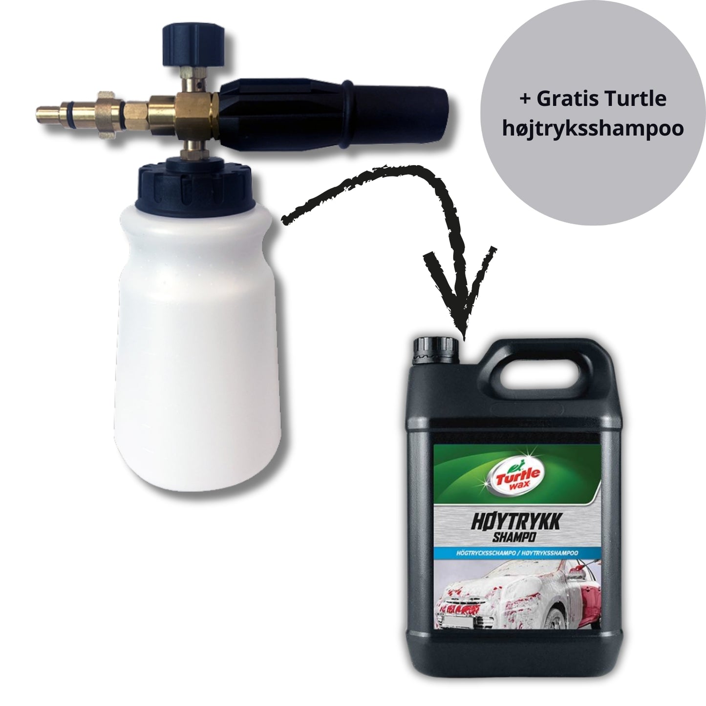 Skumlanse inkl. Nilfisk adapter + Gratis Turtle højtryksshampoo 4ltr