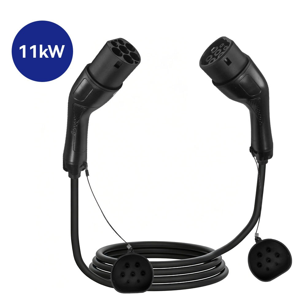 Chargr Type 2-ladekabel 11 kW med beskyttelseshætter på begge stik