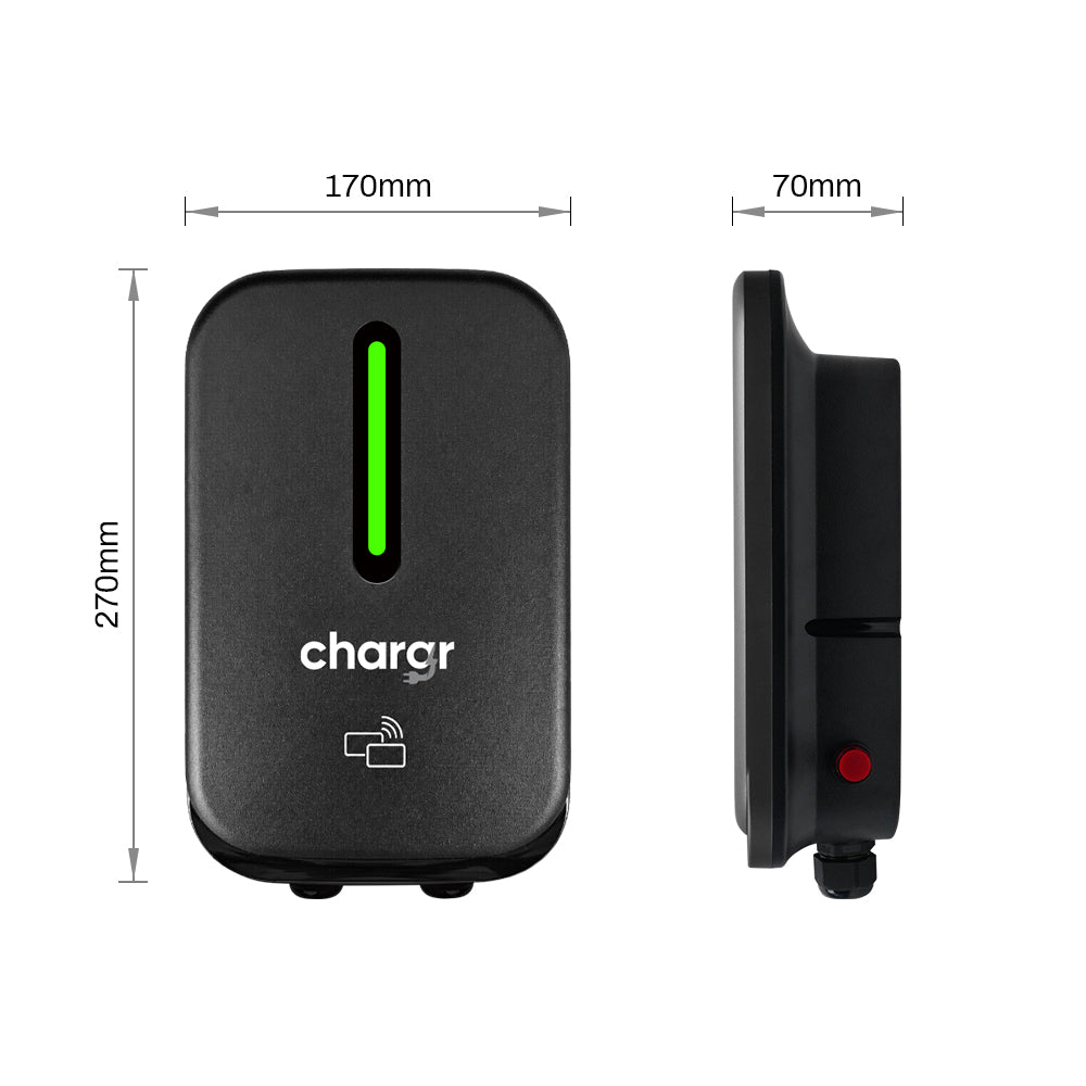 Chargr WP18 mål: 170 mm bred, 270 mm høj og 70 mm dyb