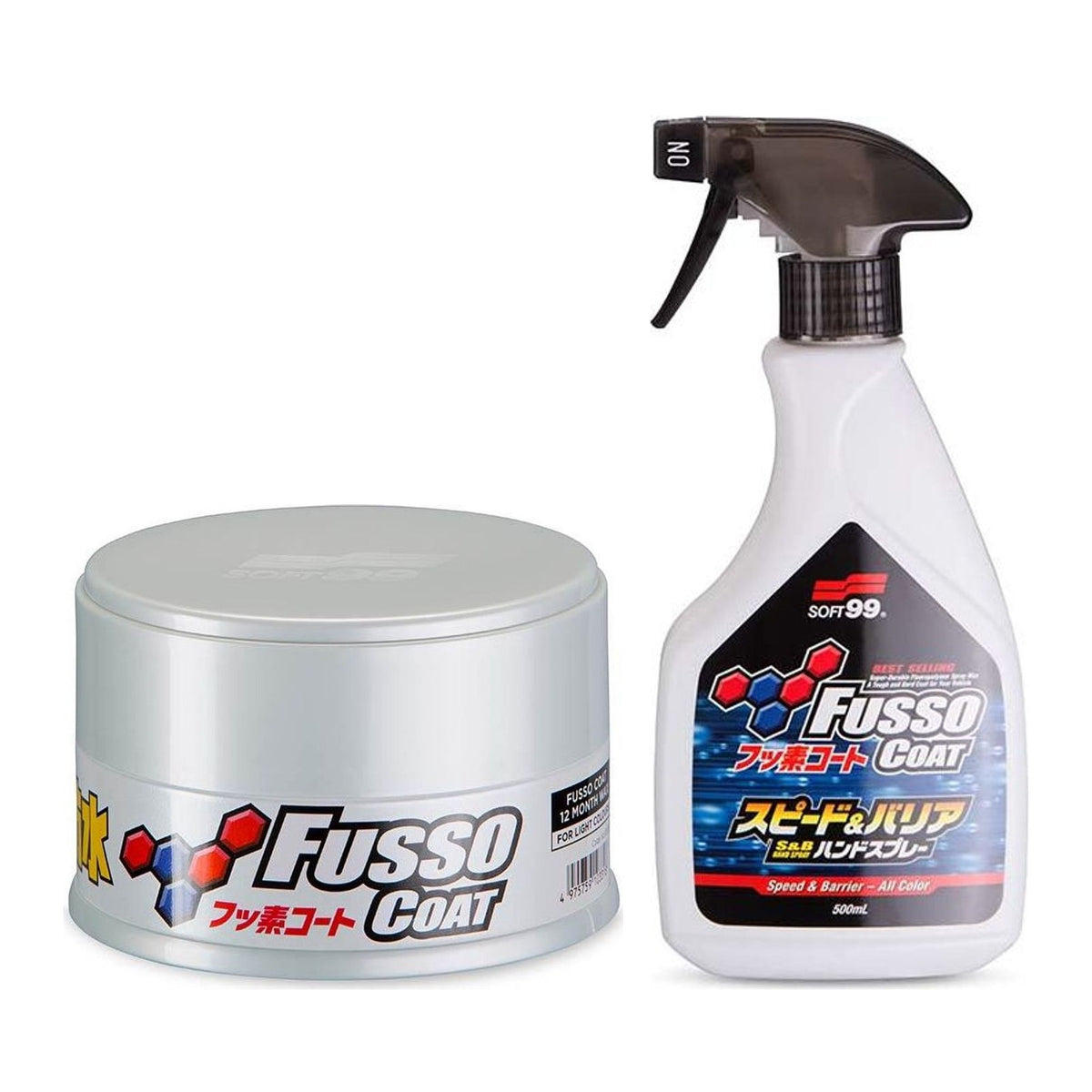 Soft99 Fusso Coat pakke til lyse biler: 12 Months Wax Light og Speed & Barrier